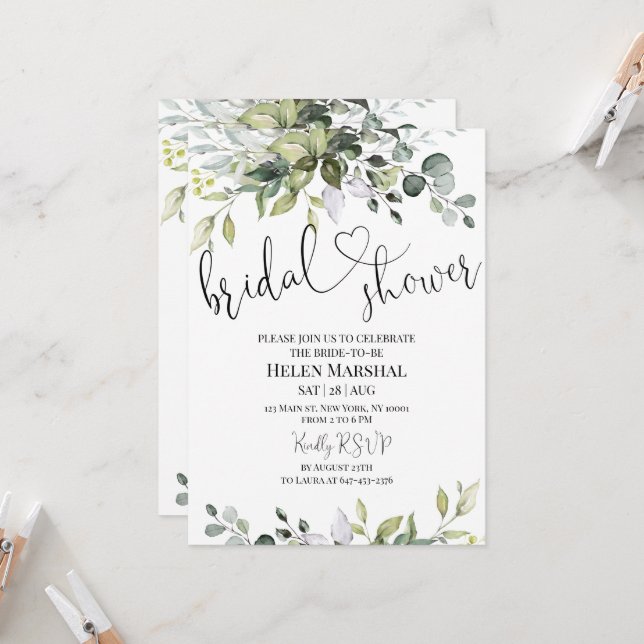 Invitación Green Bridal Shower Invitation (Anverso/Reverso In Situ)