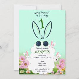 Invitación Green Bunny Flower Garden Spring Summer Birday
