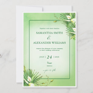 Invitación Green Calla Lily Budget Summer En Un Boda