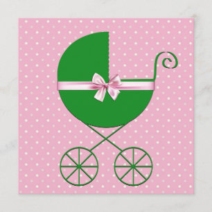 Invitación Green Carrie and Pink Polka Dot Baby Shower