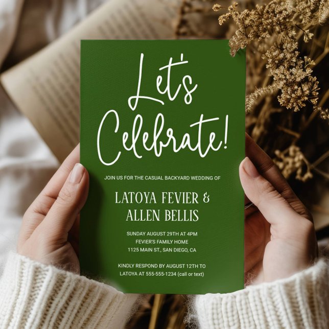 Invitación Green Celebremos a Casual Backyard Boda (Subido por el creador)