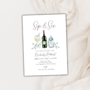 Invitación Green Champagne Sip & See Baby Shower