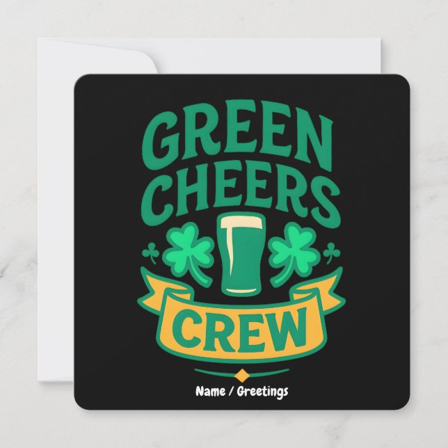 Invitación Green Cheers Crew Fun St Patrick’s Day Celebration (Anverso)