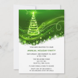 Invitación Green Christmas Tree Modern Holiday Party