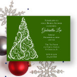 Invitación Green Christmas Tree Winter Bridal Shower<br><div class="desc">Invitar a los invitados a rendir homenaje a la novia antes de que se case con la fiesta Invitación a la ducha de novia Green Christmas Tree Winter Bridal Shower. Este elegante invierno personalizado en diciembre Wedding Shower Invite presenta un intrincado diseño de árbol de Navidad blanco sobre un fondo...</div>