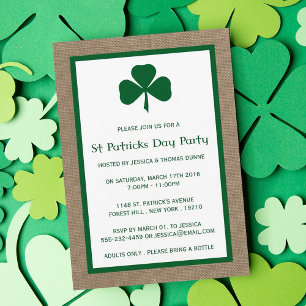 Invitación Green Clover & Burlap St. Patrick's Day Invitation