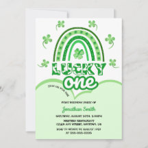 Green Clover Lucky One Rainbow Birday