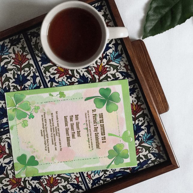 Invitación Green Clovers Shamrock Background St. Patrick's D (Green Clovers Shamrock Background St. Patrick's D Invitation)