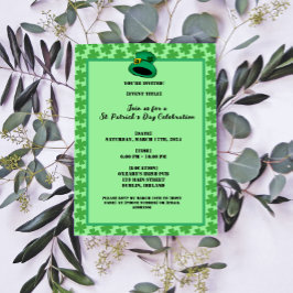 Invitación Green Clovers Shamrock Background St. Patrick's D