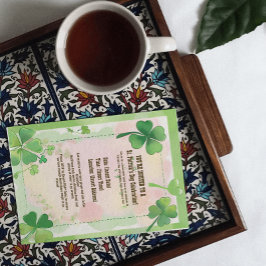 Invitación Green Clovers Shamrock Background St. Patrick's D