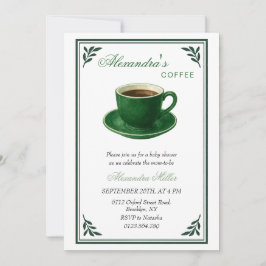 Invitación Green Coffee Cup Designer Baby Shower