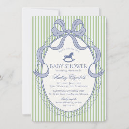 Invitación Green Coquette Bow Rocking Horse Baby Shower