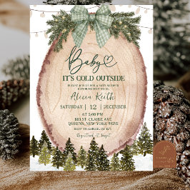 Invitación Green Coquette Rustic Winter Forest Baby Shower