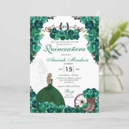 Invitación Green Cowgirl Boots Ranch Charra Quinceañera