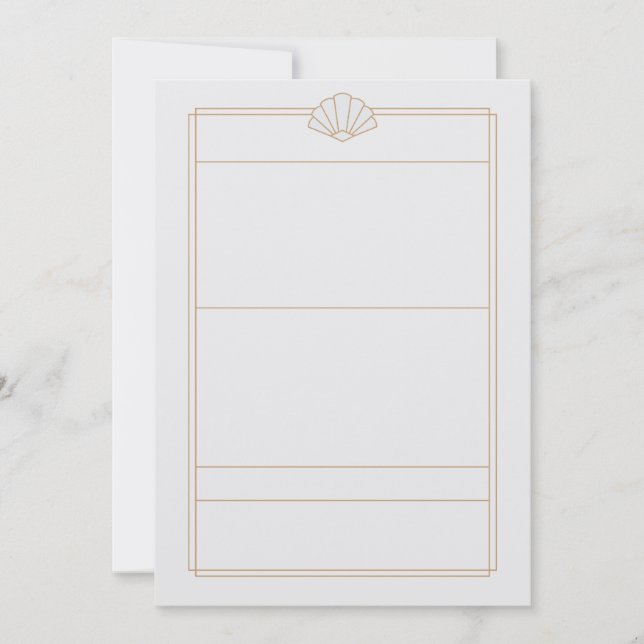 Invitación Green & cream Art Deco Style Wedding Invitation (Anverso)