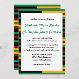 Invitación Green, Dark Red, Yellow Kente Clopes