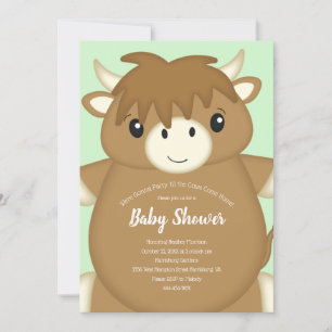 Invitación Green de la vaca escocesa Baby Shower