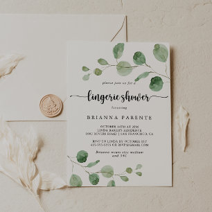Invitación Green Delight Eucalyptus Bridal Lingerie Shower