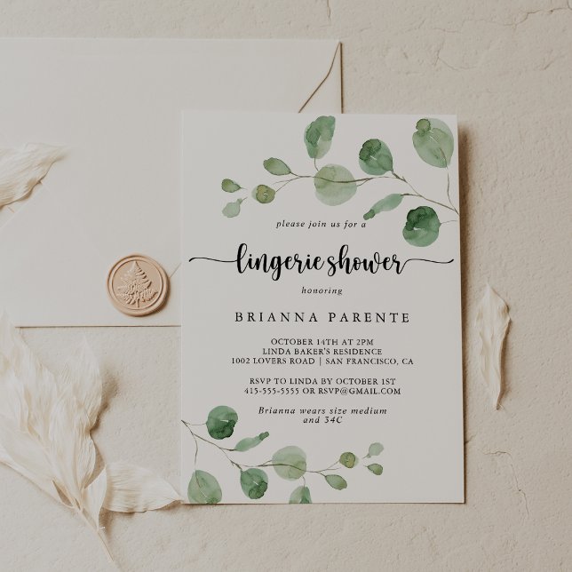 Invitación Green Delight Eucalyptus Bridal Lingerie Shower (Subido por el creador)