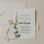 Invitación Green Delight Eucalyptus Calligraphy Bat Mitzvah<br><div class="desc">Esta deliciosa invitación al murciélago mitzvah con caligrafía de eucalipto verde es perfecta para un simple mitzvah de murciélago. El diseño presenta una acuarela de hojas y ramas de eucaliptos botánicos elegantes dibujadas a mano.</div>