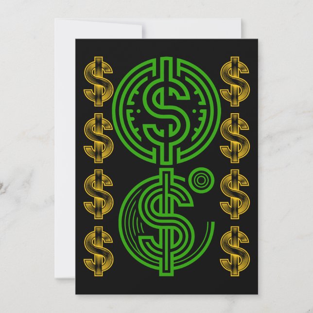 Invitación Green Dollar Symbol - Gold Dollar Icon (Anverso)