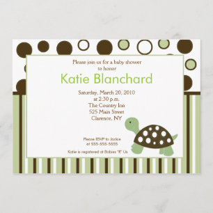 Invitación Green Dot Mod Turtle Trendy 5x7 Baby Shower