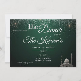 Invitación Green Elegant Mosque Ramadan Iftar Party  Invit