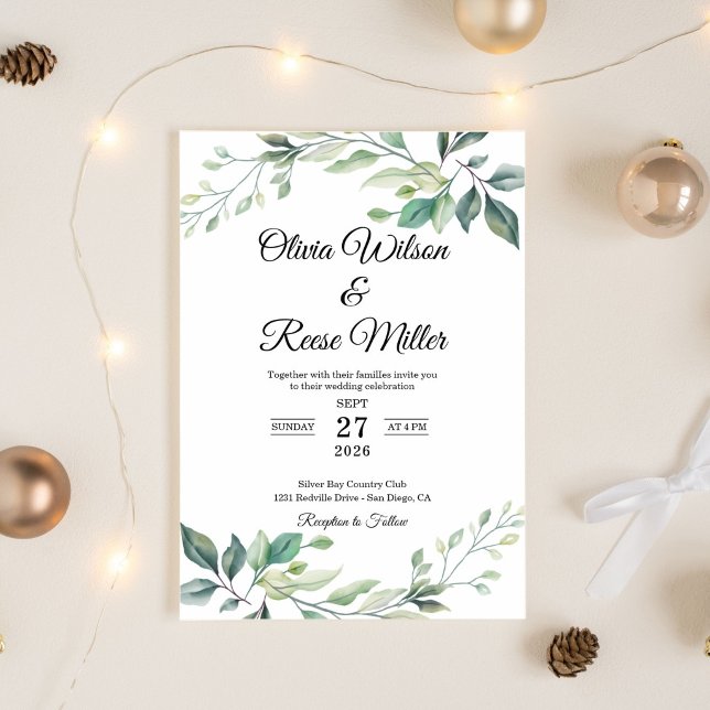 Invitación Green Elegant Wedding (wedding-invitations)