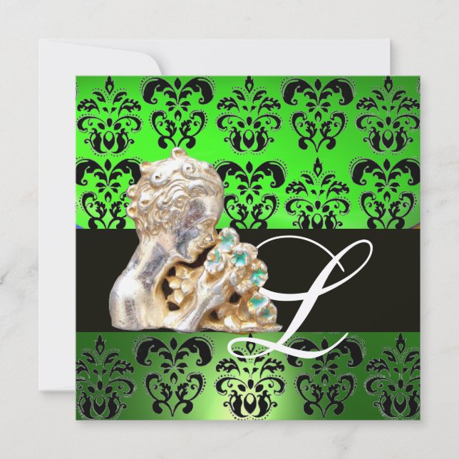 INVITACIÓN GREEN EMERALD, JEWEL MONOGRAM EN NEGRO Y BLANCO (Anverso)