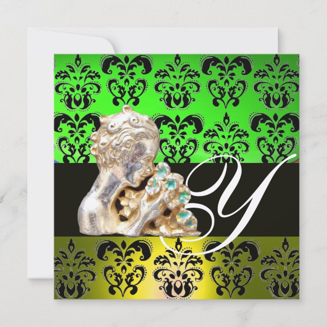 INVITACIÓN GREEN EMERALD, JEWEL MONOGRAM EN NEGRO Y BLANCO (Anverso)