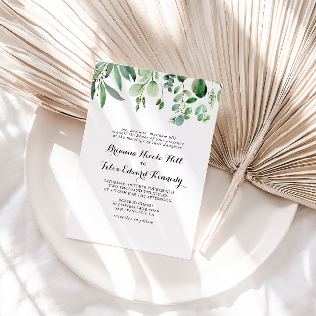 Invitación Green Eucalyptus Botanical Foliage Formal Wedding (Subido por el creador)