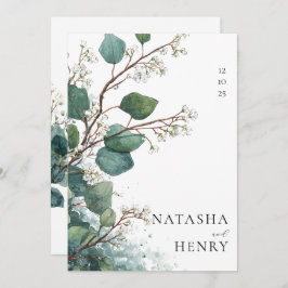 Invitación Green Eucalyptus Botanical Watercolor Wedding 