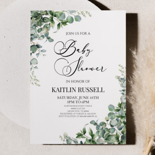 Invitación Green Eucalyptus Greenery Baby Shower Botánico (Subido por el creador)