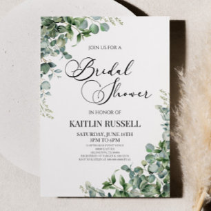 Invitación Green Eucalyptus Greenery Botanical Bridal Shower
