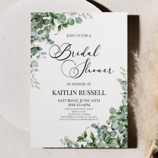 Invitación Green Eucalyptus Greenery Botanical Bridal Shower (Subido por el creador)