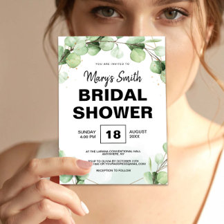 Invitación Green Eucalyptus Rustic Boho Elegant Bridal Shower