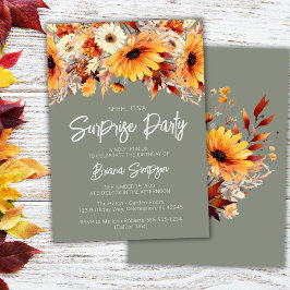 Invitación Green Fall Floral Surprise Cumpleaños