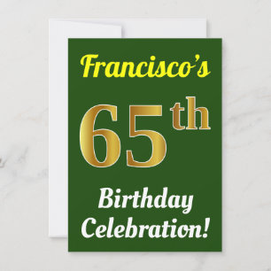 Invitación Green, Faux Gold Celebración de cumpleaños número 