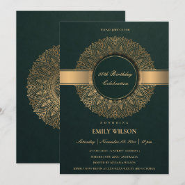 INVITACIÓN GREEN FAUX GOLD MANDALA CUALQUIER AÑO 50 CUMPLEAÑO
