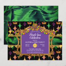 Green | Fiesta Gold Elegent Floral Mardi Gras