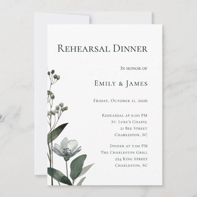 Invitación Green Floral Botanical Wedding (Anverso)