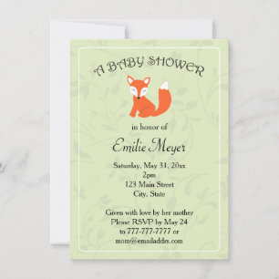 Invitación Green Floral Fox Woodland Baby Shower