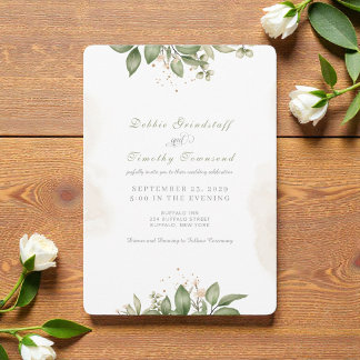Invitación Green Floral Watercolor Frame Wedding Invitation 