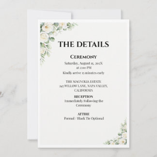 Invitación Green Floral Wedding Details Card