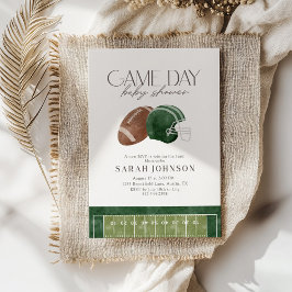 Invitación Green Football Game Day Baby Shower Invitation