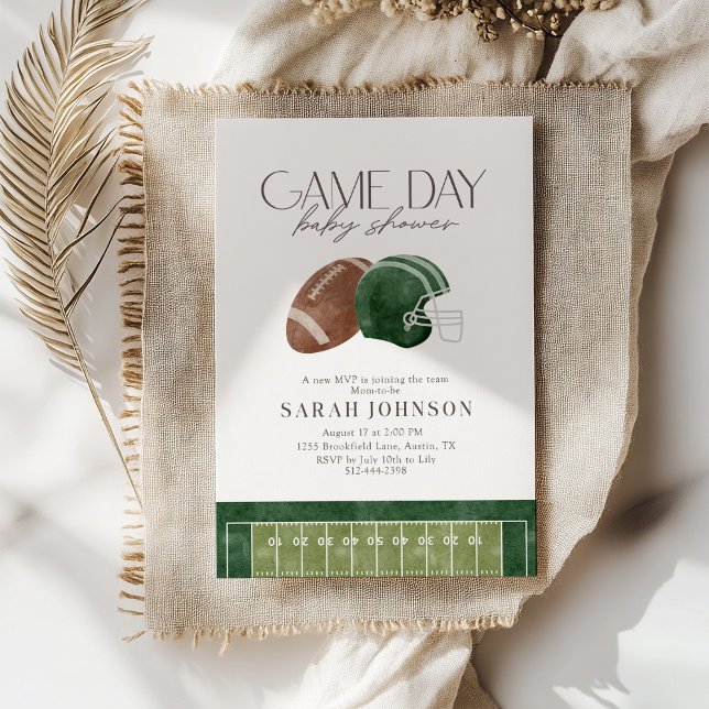 Invitación Green Football Game Day Baby Shower Invitation  (Subido por el creador)