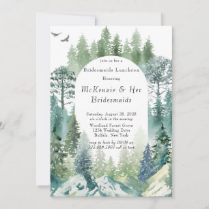 Invitación Green Forest Mountain Airy Bridesmaids Luncheon