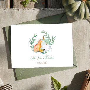 Invitación Green Fox Pumpkin Woodland Gracias