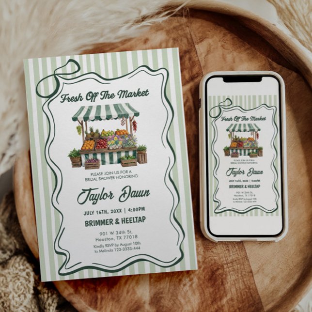 Invitación Green Fresh Off The Market Bridal Shower (Subido por el creador)