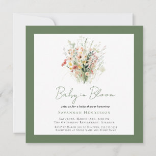 Invitación Green Garden Baby in Bloom Baby Shower